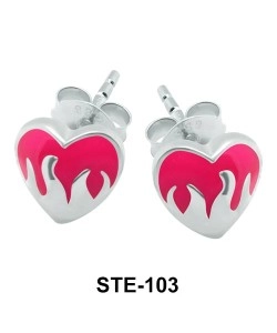 Flame Heart Stud Earring STE-103